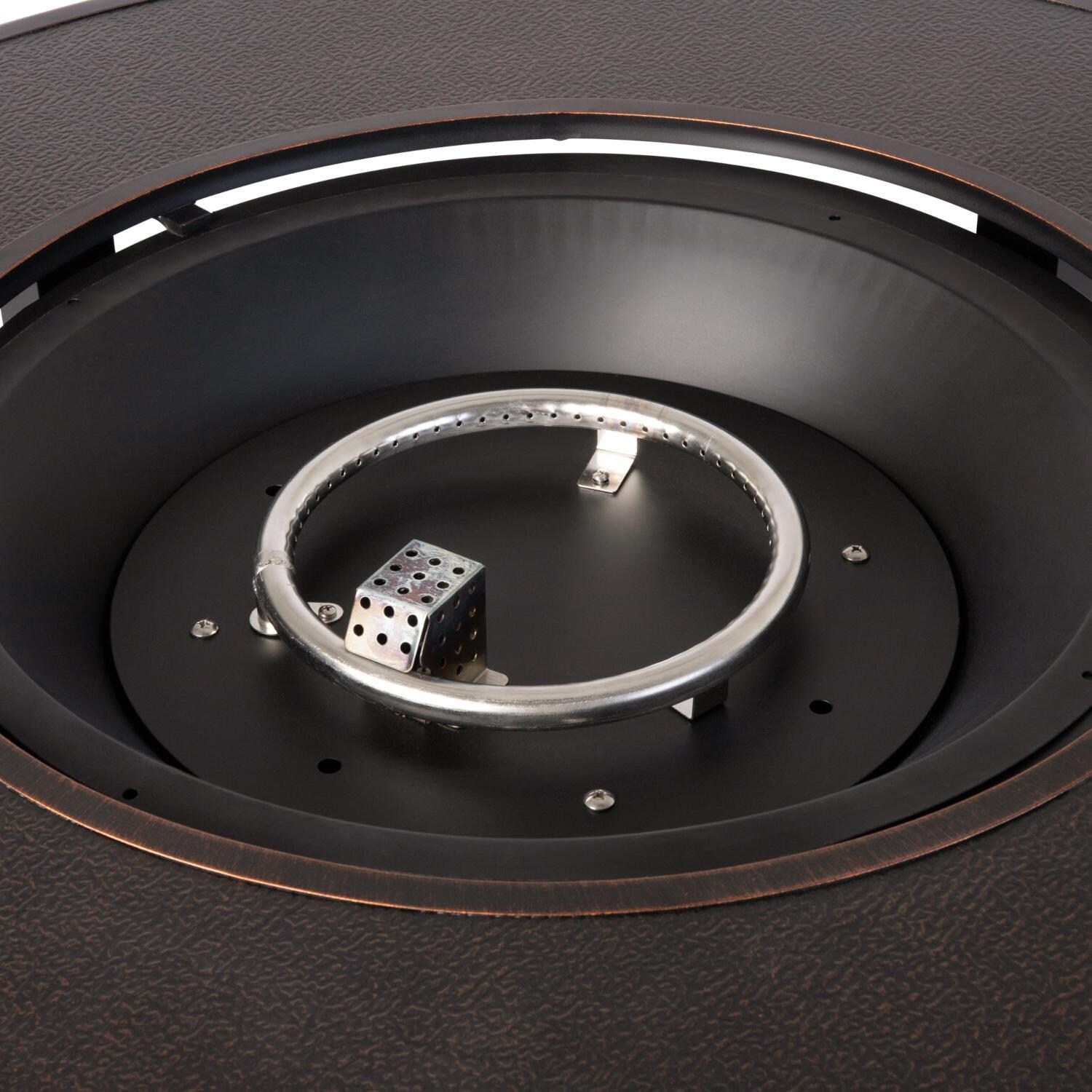 Ultimate Patio SC62752 Leafview 42-Inch Round Aluminum Propane Fire Pit Table - Burner No Fire Glass thumbnail