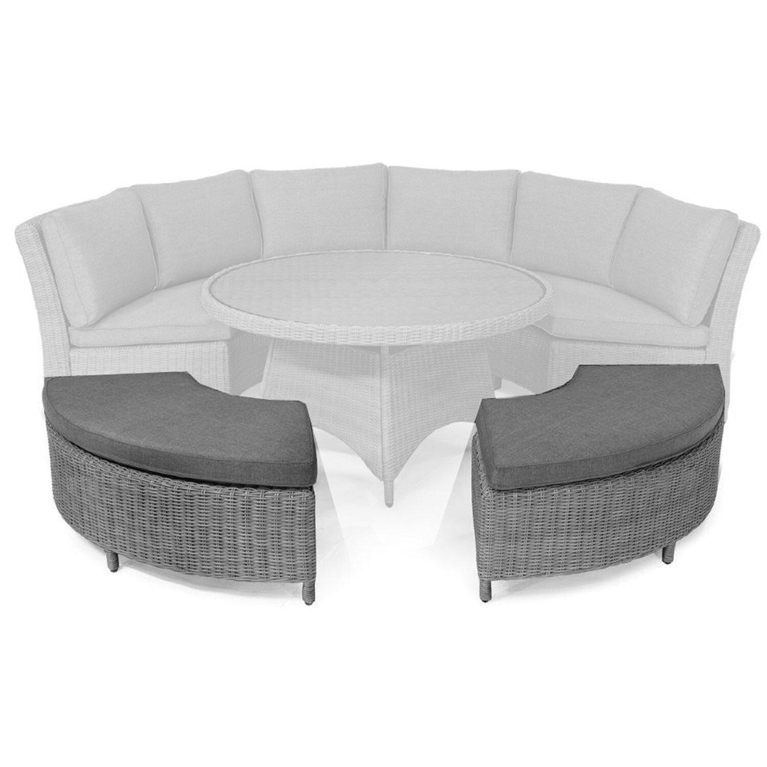 Palma 5 Pc Wicker Round Seating Set in Canvas Coal By KETTLER - Two Curved Benches - White Background thumbnail