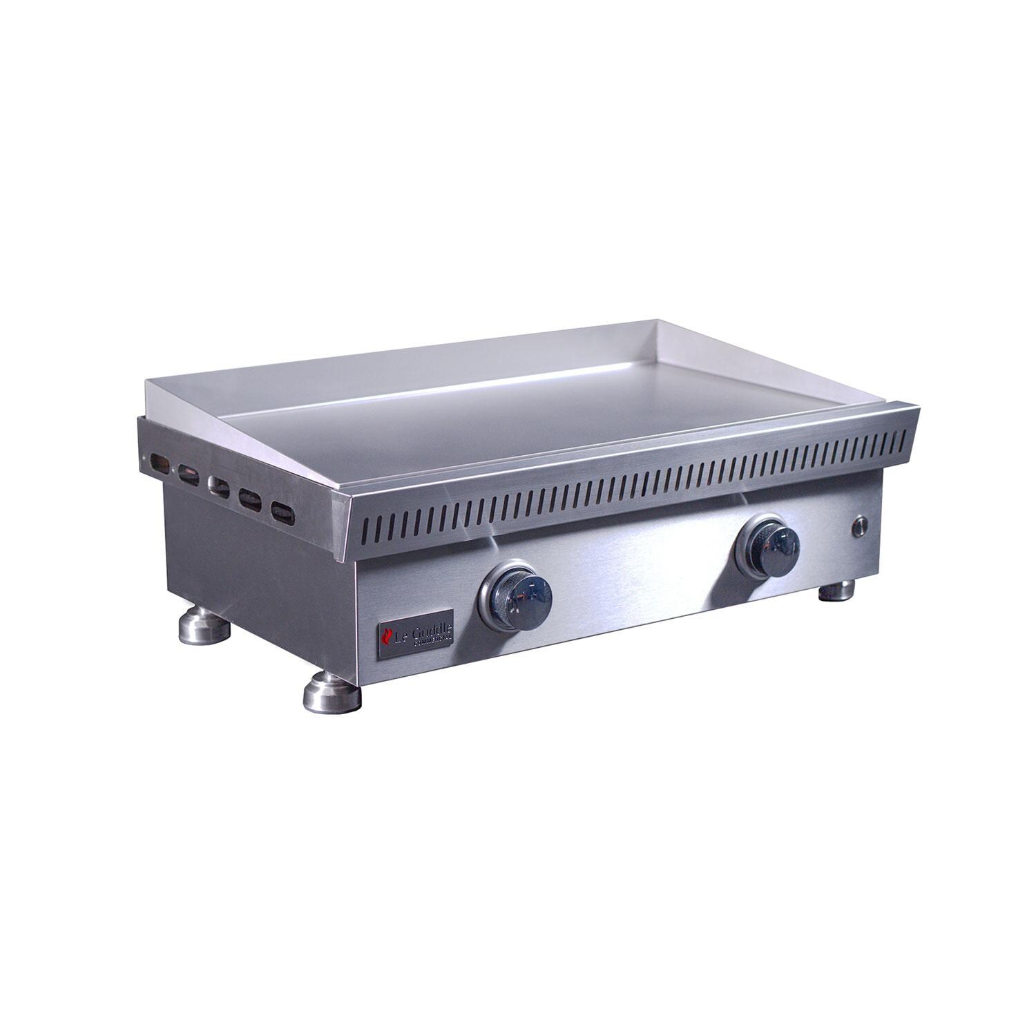 Le Griddle OML75P3 LP Pro Series 75 2 Burner Built-In Propane Flat Top Grill w/ 3mm Plate - Vent Attached - White Background thumbnail