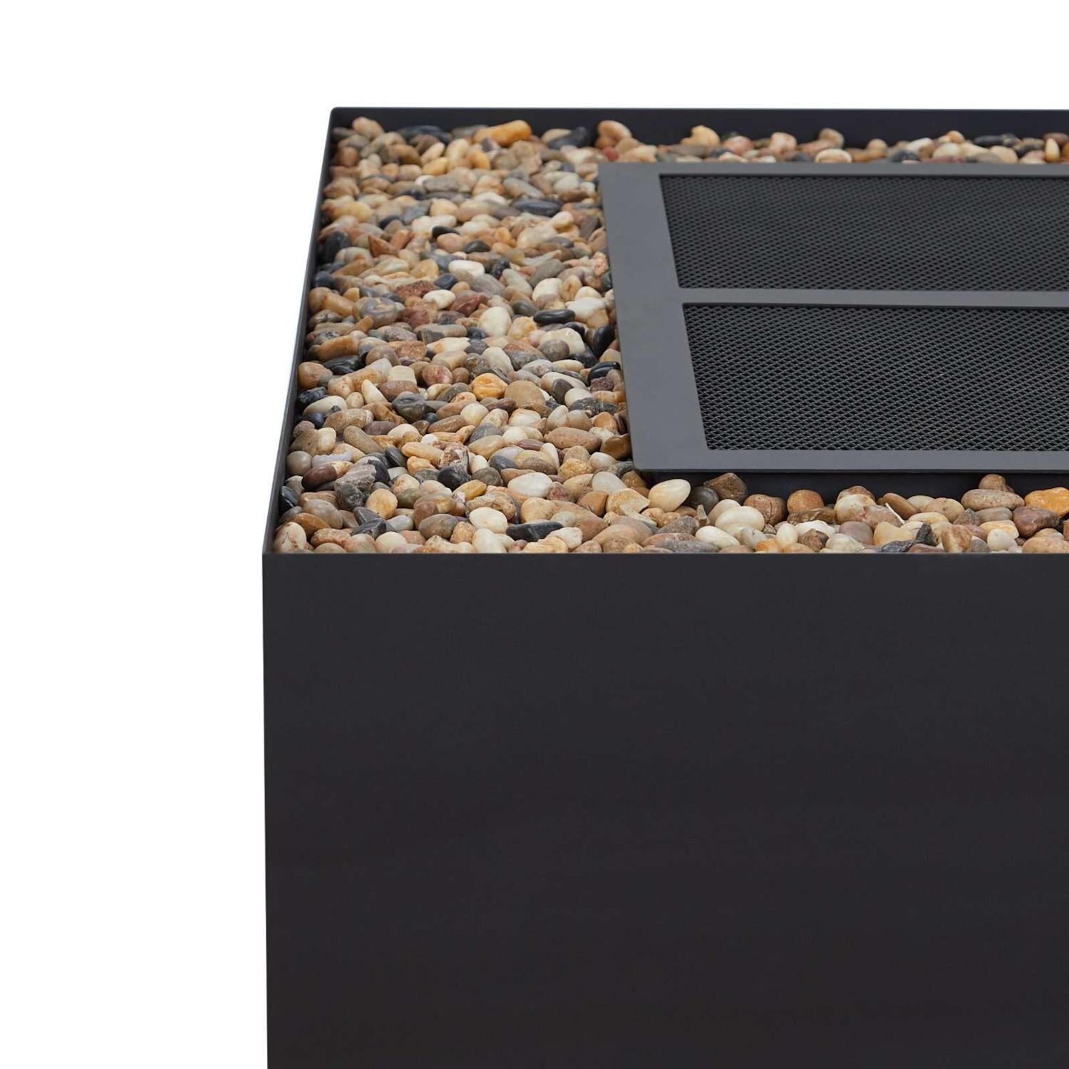 Lakeview SC965BLK Cannebelle 36-Inch Square Wood Burning Fire Pit - Black - Corner Detail thumbnail