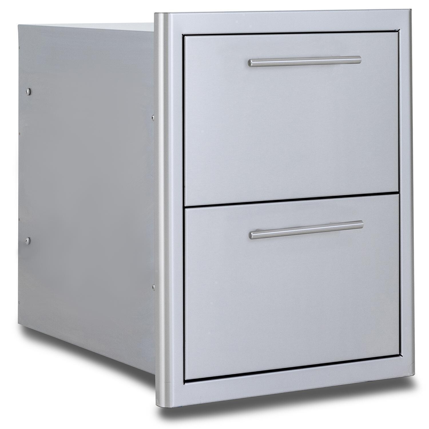 Blaze BLZ-DRW2-R-LT 16-in Stainless Steel Double Access Drawer - White Background