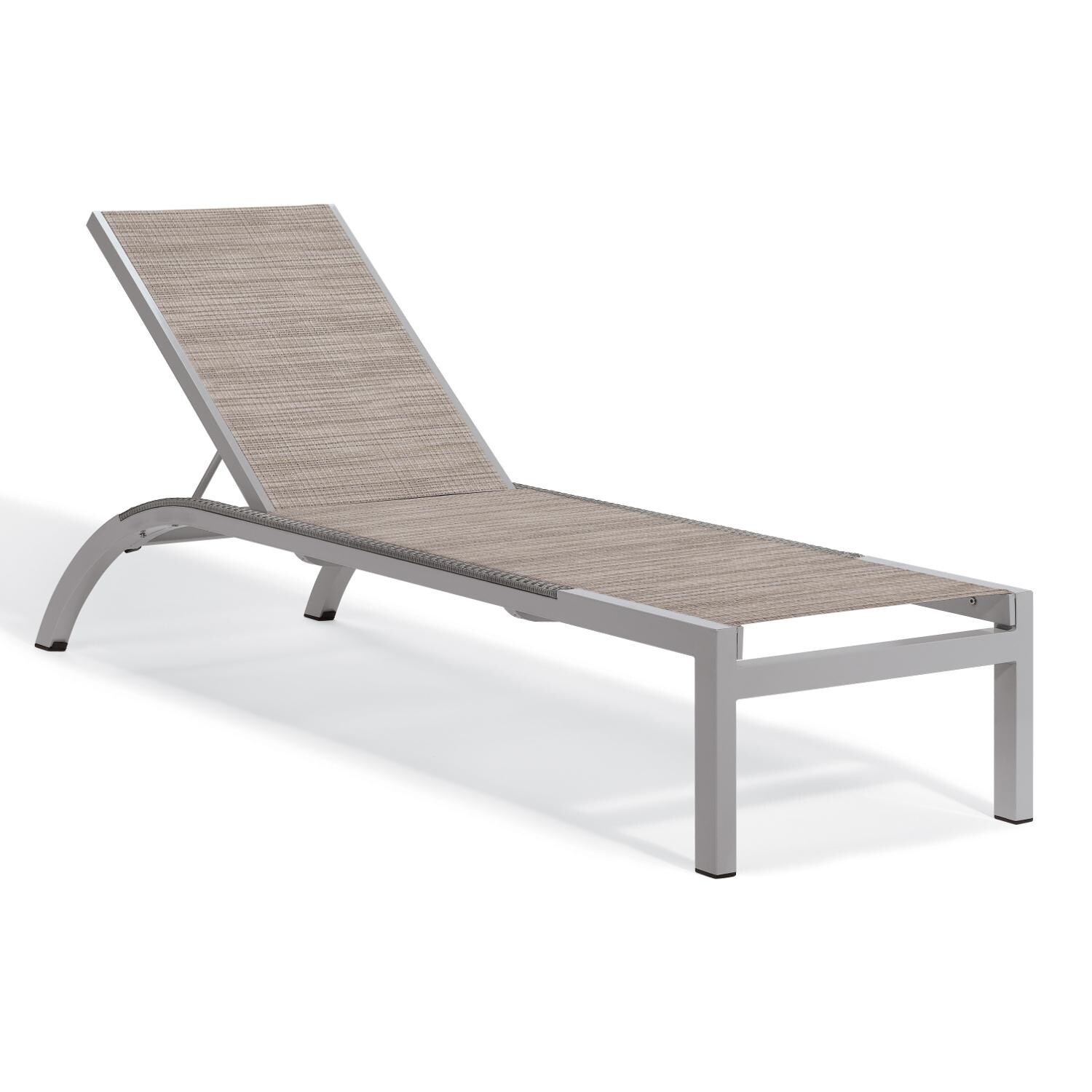 Argento Aluminum Patio Chaise Lounge W/ Wicker Side Rails - Bellows Sling thumbnail