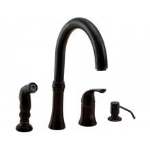 SIR Faucets Wide Spread Hot/Cold Faucet With Soap Dispenser & Spray - Antique Bronze image