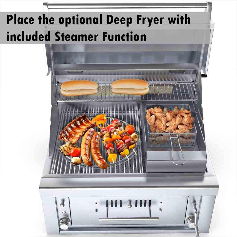 Sunstone SUNCHSZ30IR-NG Series 30 Inch Natural Gas Burners Hybrid Single Zone Charcoal/Wood Burning W/Infrared Burner Grill - Optional Deep Fryer thumbnail