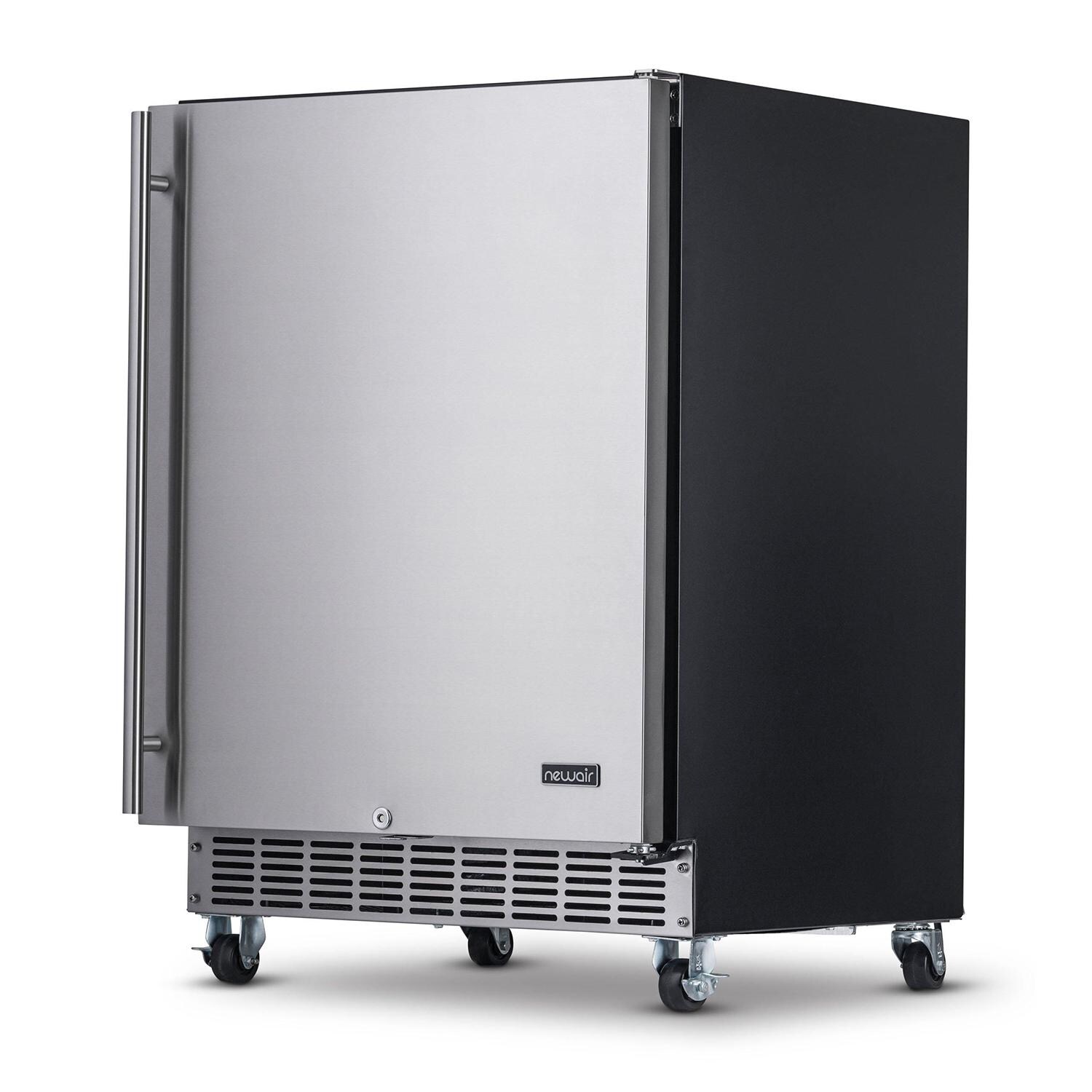 Newair NOF160SS00 24-Inch Built-in 160 Can Outdoor Beverage Fridge - Angled View thumbnail