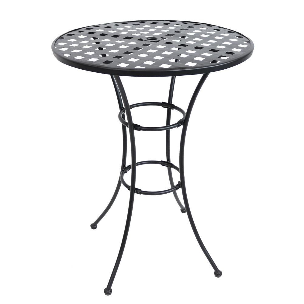 Ultimate Patio Elegant Round Black Wrought Iron Bar Table - Full View thumbnail