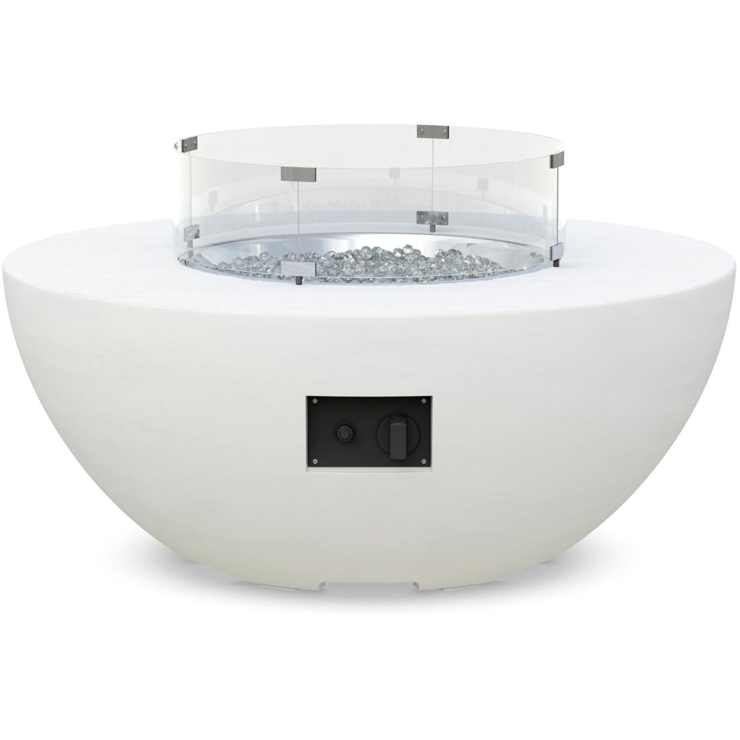 Azzurro Living Luna 41 Inch Propane Fire Table W/ Tank Cover in White - Controls - White Background thumbnail