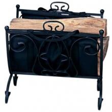 UniFlame Heavy Weight Black Wrought Iron Scroll Log Rack With Canvas Carrier - W-1199 image