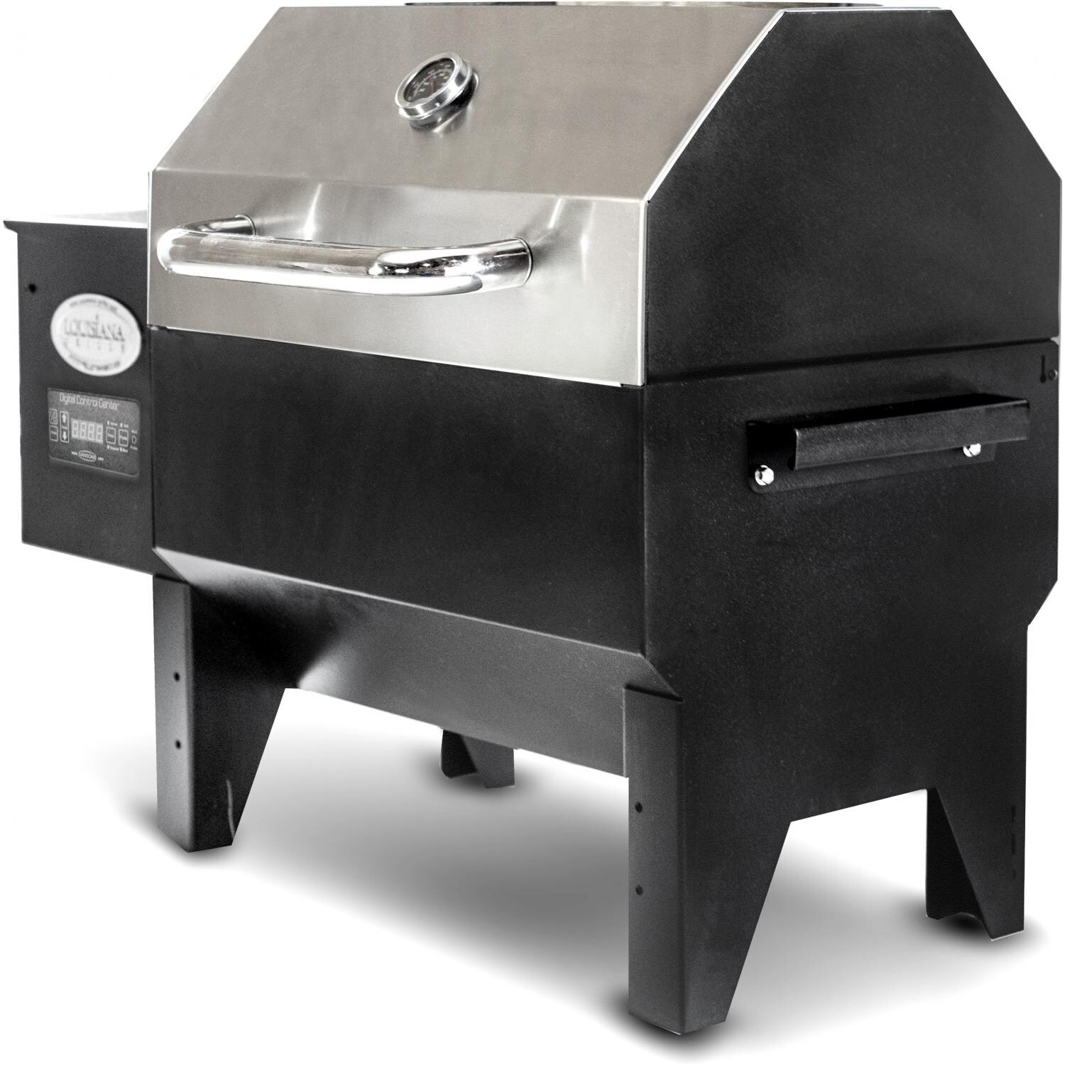 Louisiana Grills Country Smoker CS-300 Tailgater Pellet Grill w/ Stainless Lid - Angled View thumbnail