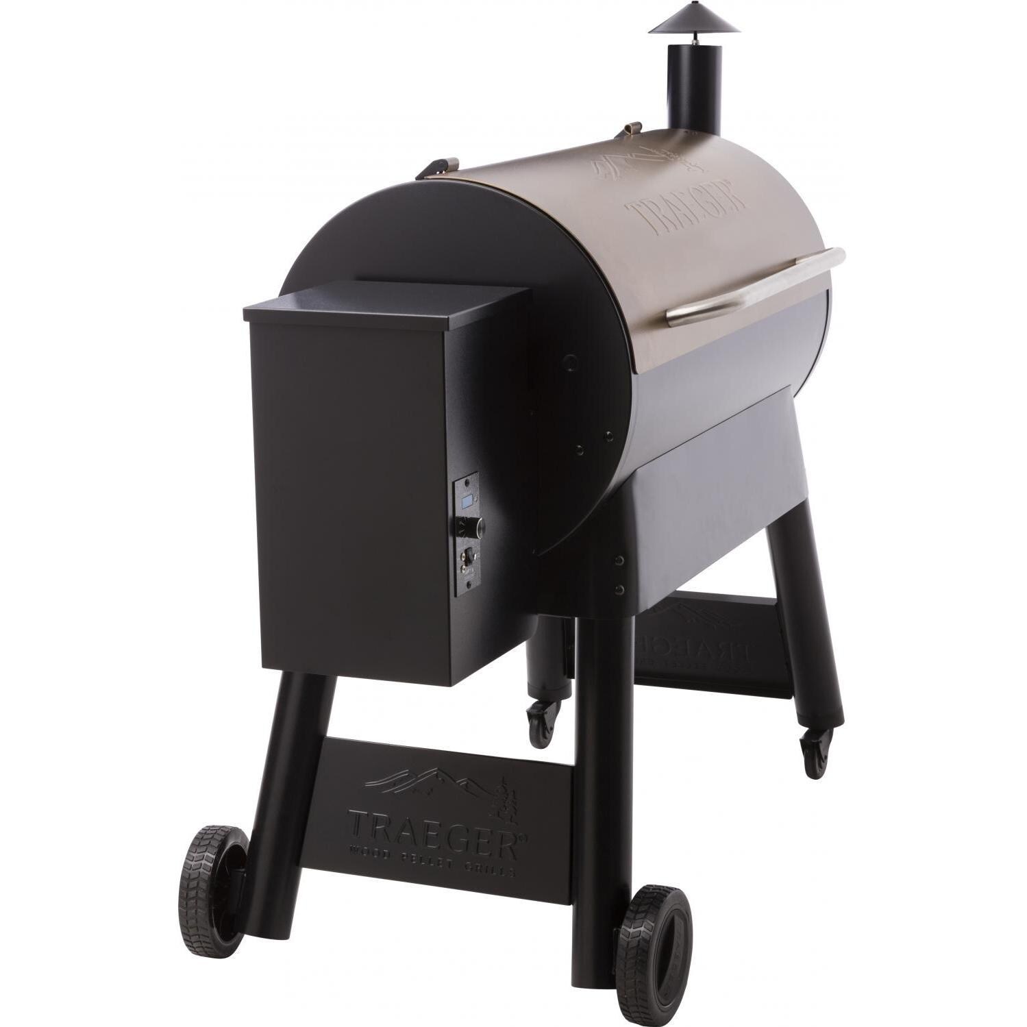 Traeger Pro Series 34 Bronze Pellet Grill On Cart - Hopper Side View thumbnail