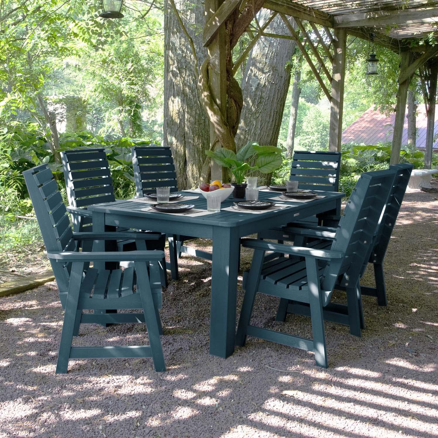 Elm Pointe 7 Pc Recycled Plastic Rectangular Dining Set in Nantucket Blue by Lakeview Outdoor Designs