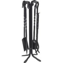 Dagan Industries 30 1/2-Inch 5-Piece Black Wrought Iron Fireplace Tool Set With Welded Stand image