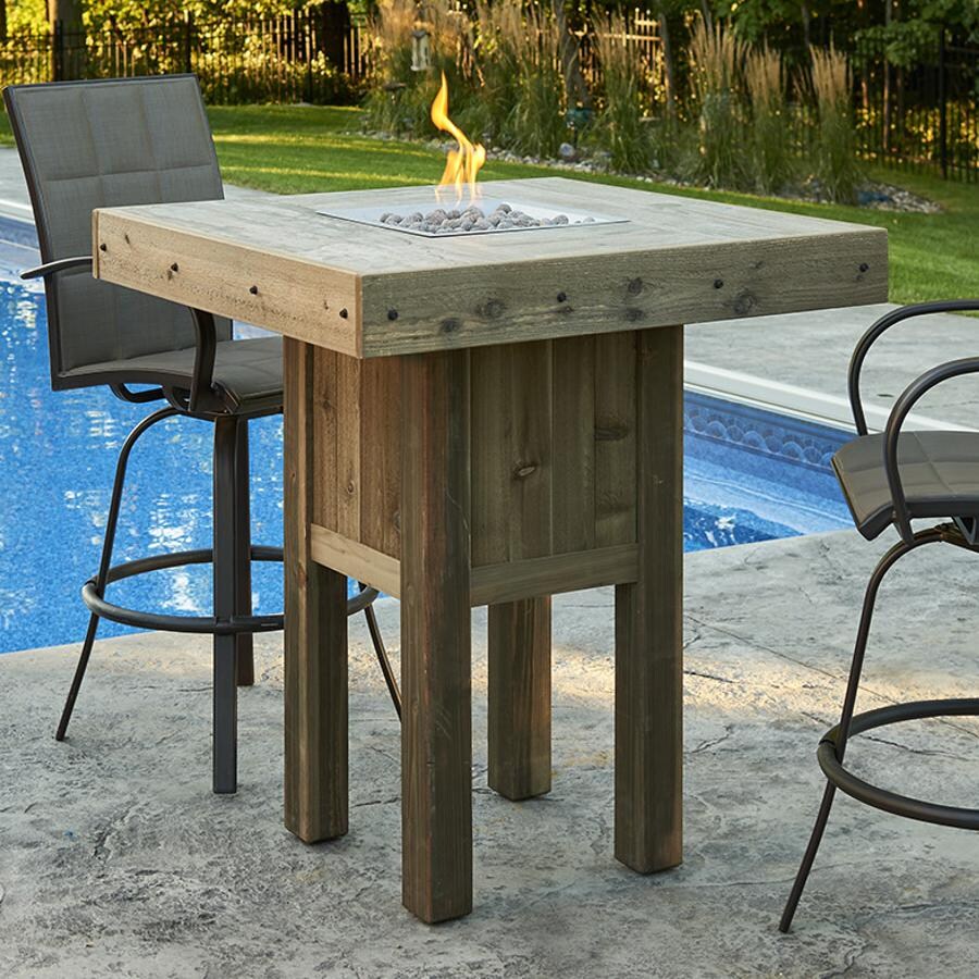 The Outdoor GreatRoom Company Westport Square Pub Height Gas Fire Pit Table with 16-Inch Crystal Fire Burner - Lifestyle thumbnail