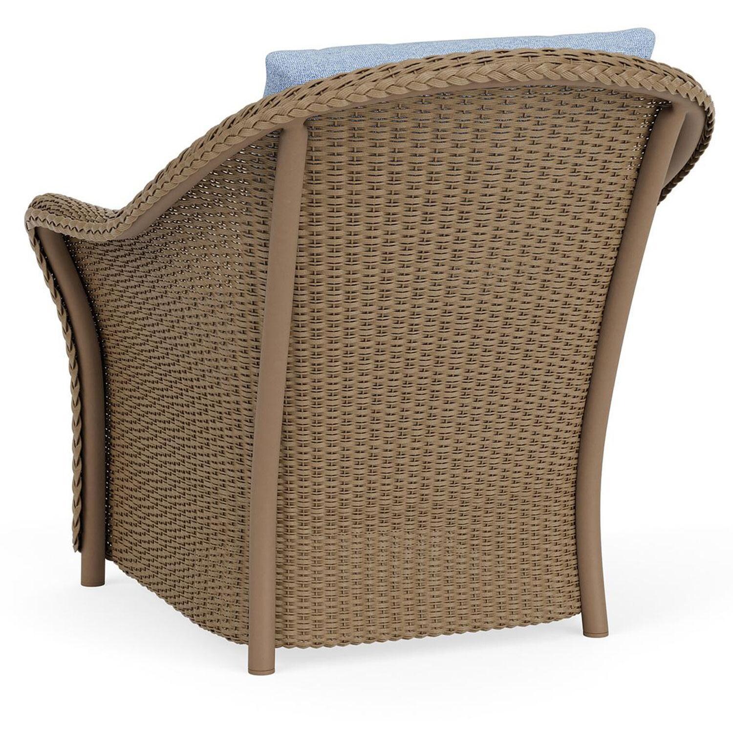 Lloyd Flanders Weekend Retreat Lounge Chair in Fawn Finish W/ Demo Skyway Fabric - Back Left thumbnail