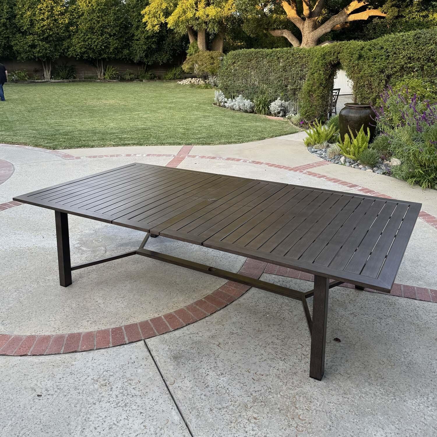 Atlantis 118-in Walnut Aluminum Dining Table by Darlee - Lifestyle thumbnail