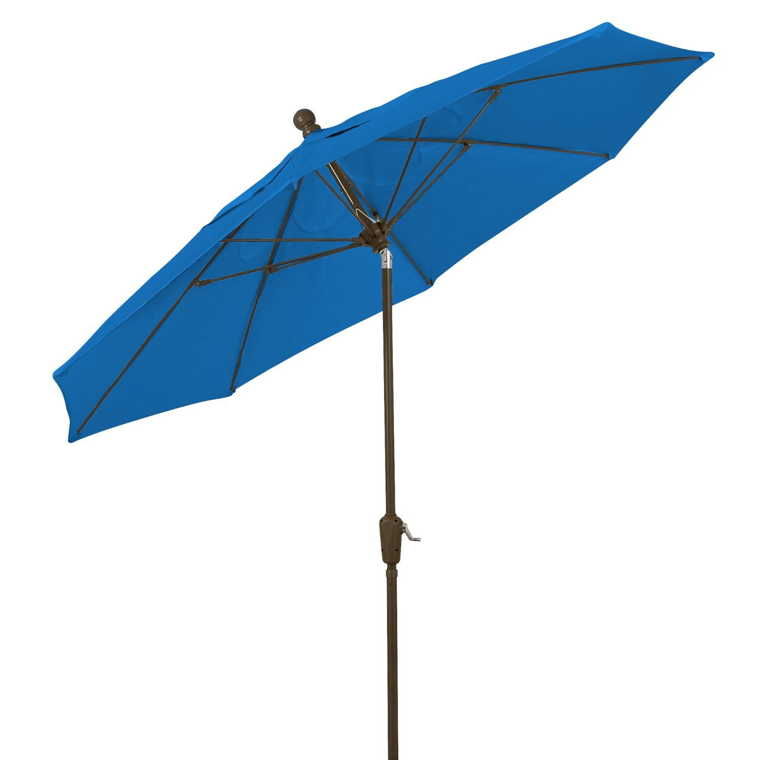 FiberBuilt 9 Ft Aluminum Pacific Blue Market Patio Umbrella W/ Crank Lift & Tilt - Angled View thumbnail