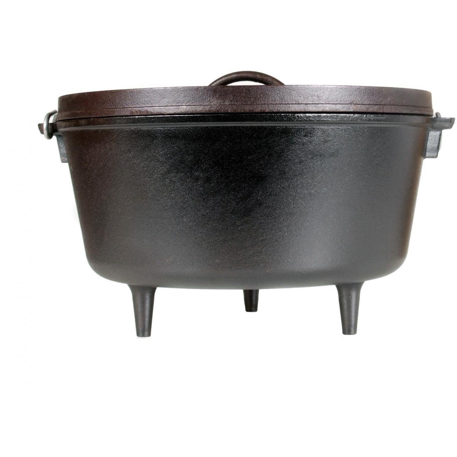 Lodge 8 Quart Seasoned Cast Iron Camping Dutch Oven L12DCO3