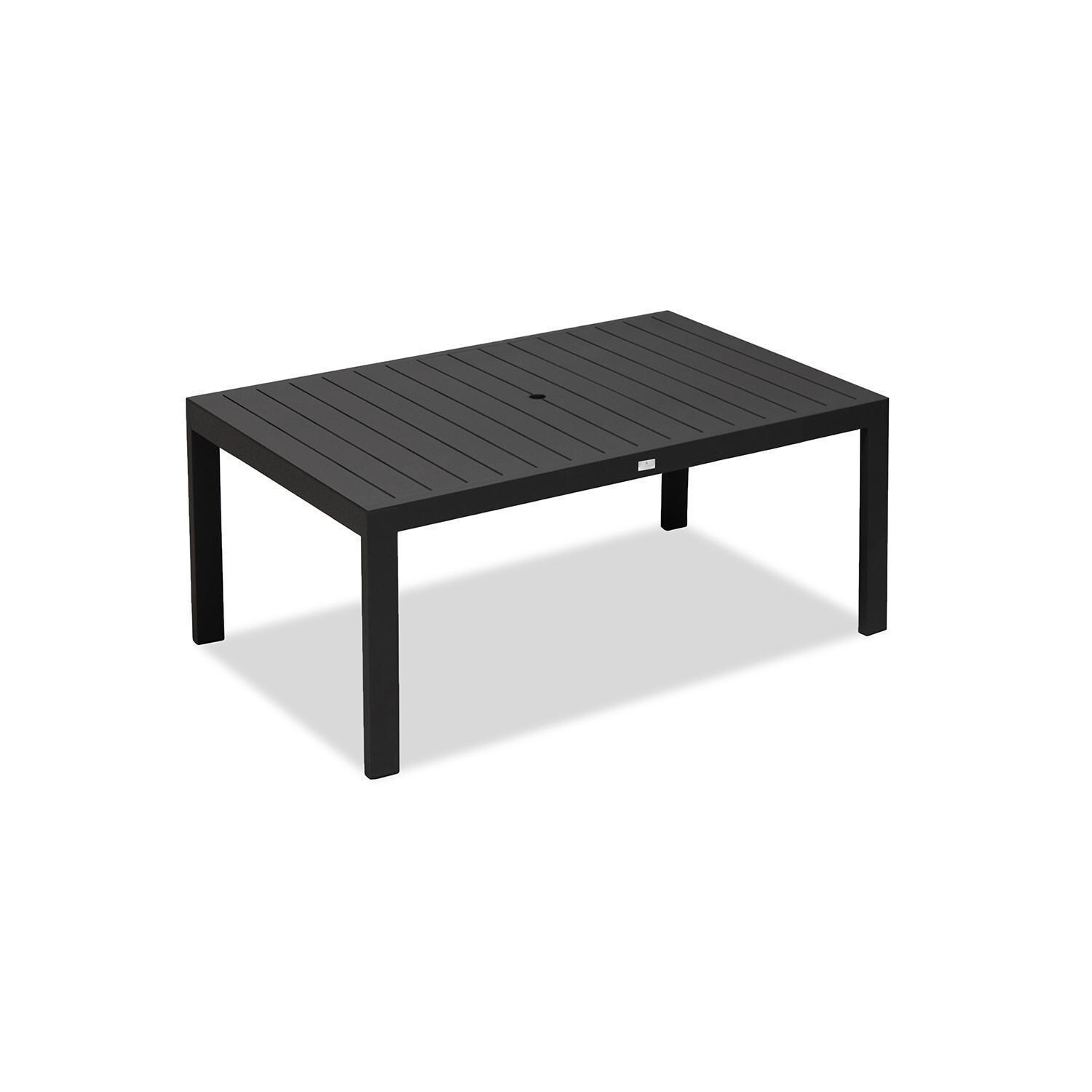 Chloe Bay 6 Seat Aluminum Rectangular Dining Table in Black by Lakeview Outdoor - Table - White Background thumbnail