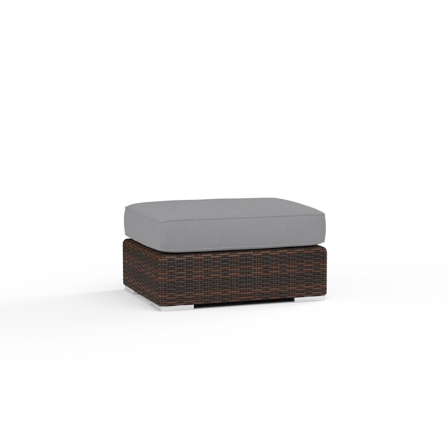 Montecito Wicker Patio Ottoman in Canvas Granite w/ Self Welt By Sunset West