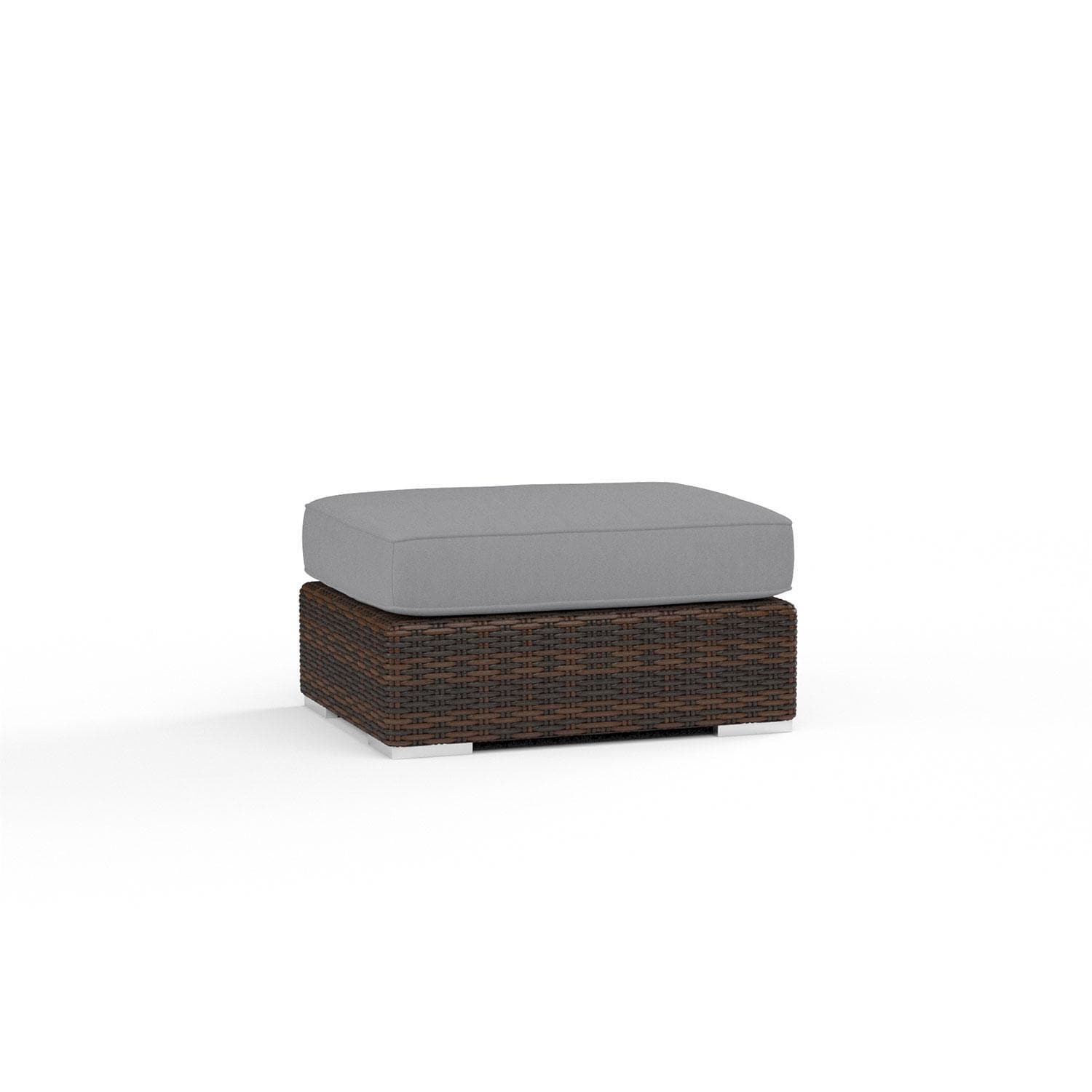 Montecito Wicker Patio Ottoman in Canvas Granite w/ Self Welt By Sunset West - Display - White Background thumbnail