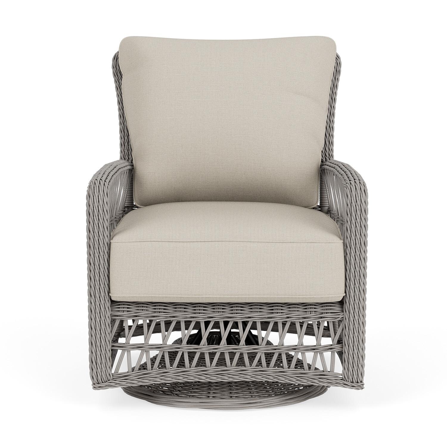 Lloyd Flanders Mackinac Swivel Glider Lounge Chair in Putty Finish with Fife Fog fabric thumbnail