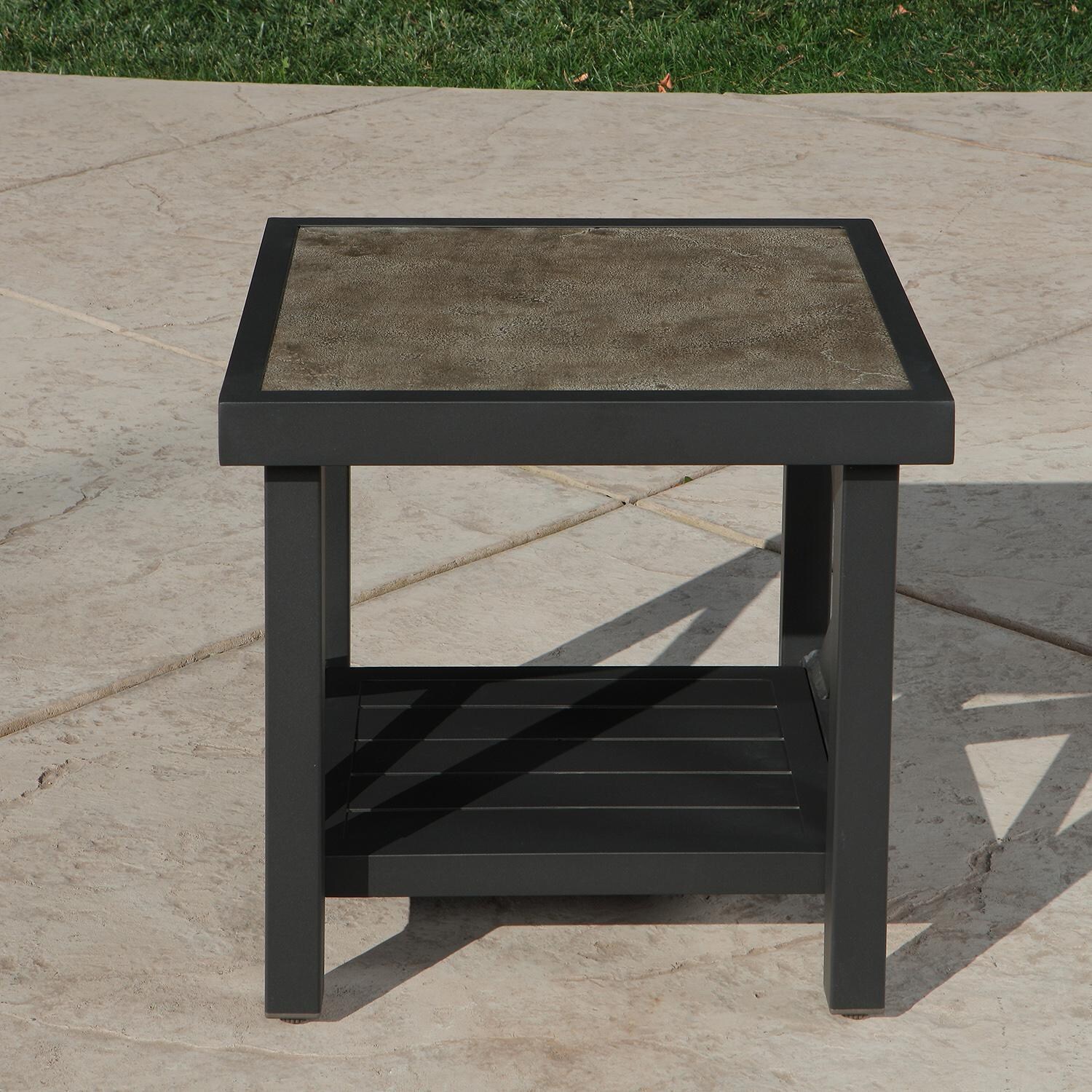 Lakeview Outdoor Designs Lake Charles 6 Piece Aluminum Patio Conversation Set - Patio End Table Front thumbnail