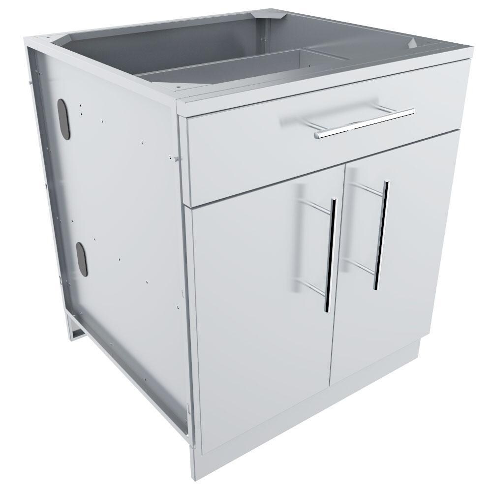 Sunstone 30-in Outdoor Kitchen Double Door and Drawer Island Cabinet - SBC30CDD