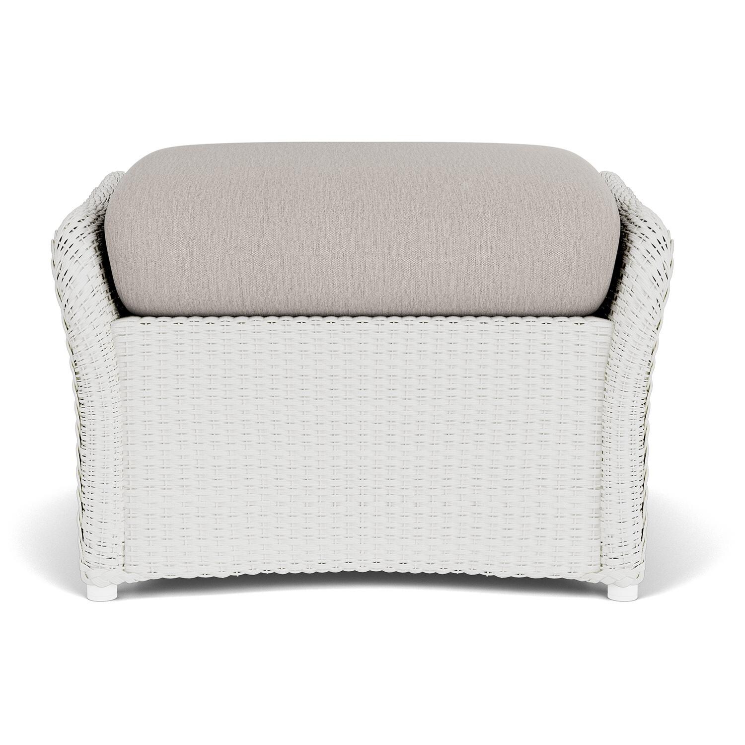 Weekend Retreat Lloyd Loom Ottoman in Matte White/Remy Cloud by Lloyd Flanders