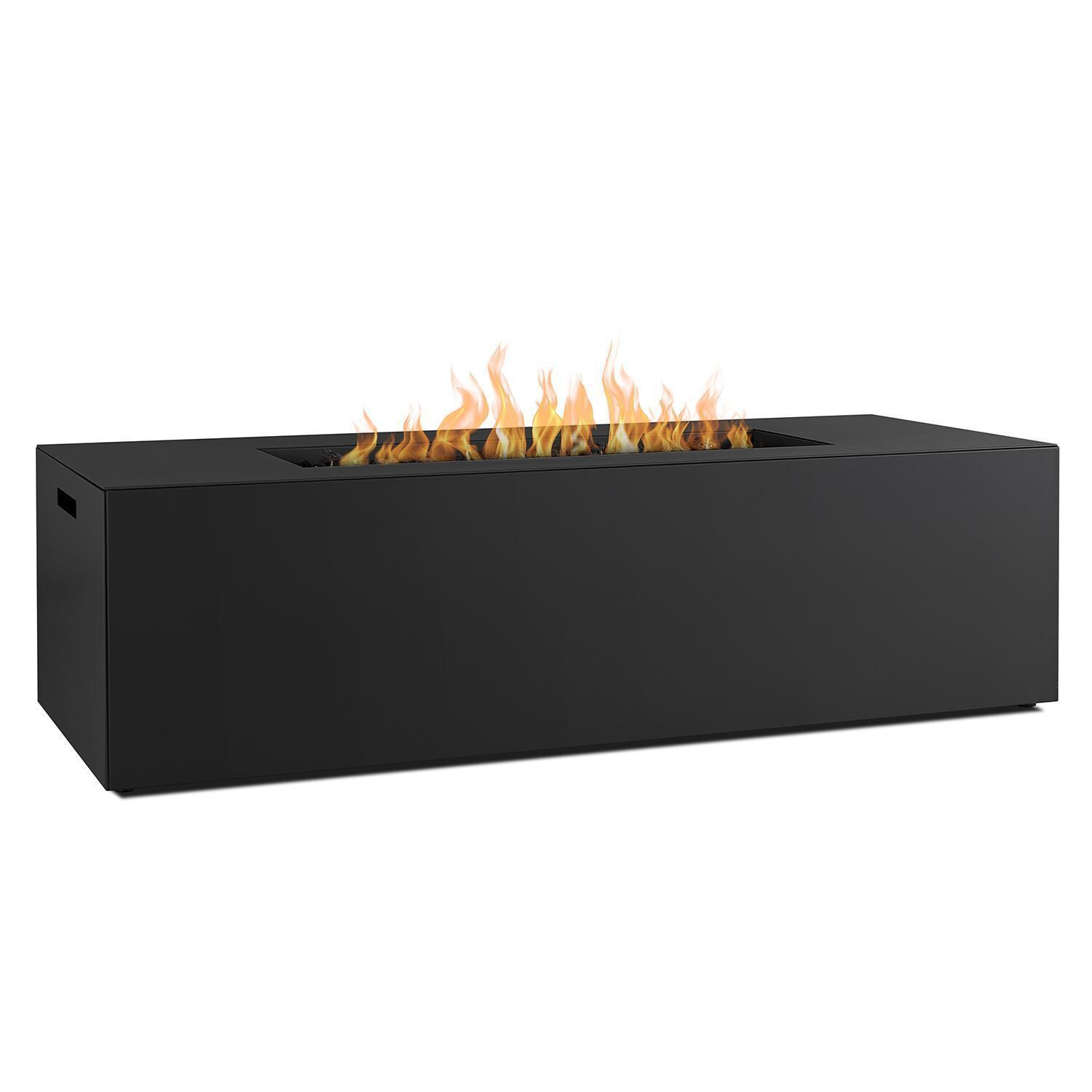 Covewood 4282LP-CHRC 72 Inch Rectangular Aluminum Propane Fire Pit Table in Charcoal by BBQGuys Signature - Angled View - White Background