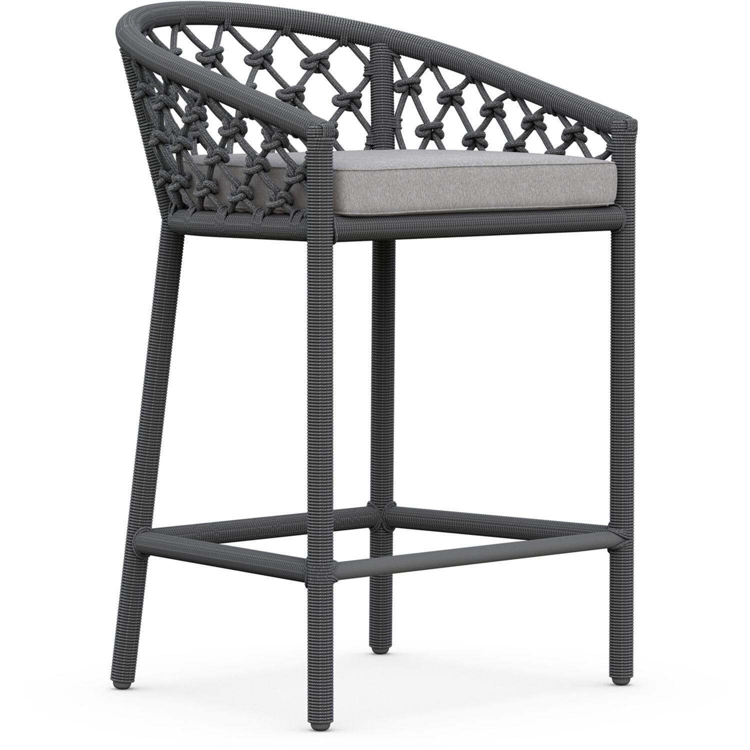 Azzurro Living Amelia Woven Rope Counter Stool in Ash/Fog - Angled - White Background thumbnail