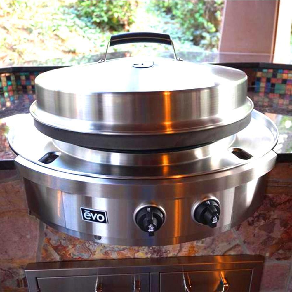 EVO 10-0095-NG-C Affinity 25G Built-In Flattop Propane Gas Grill w/ Non-Stick Ceramic Clad Coating - Installed in Outdoor Kitchen - Lifestyle thumbnail