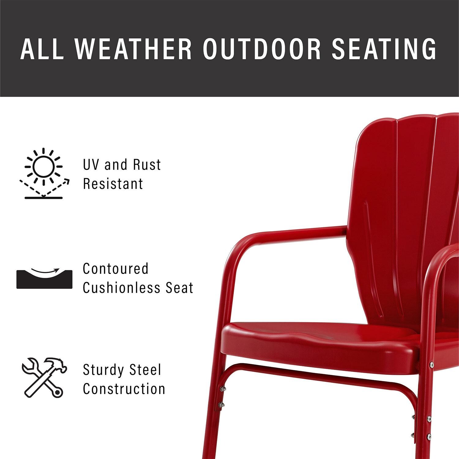 Ultimate Patio UP-32245RE 3Pc Retro Outdoor Chair Set in Red Gloss - Weather Resistant - Diagram thumbnail