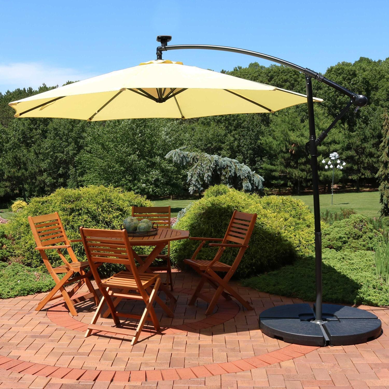 Ultimate Patio 10 Ft. Solar Lighted Patio Cantilever W/ Crank - Pale Buttercup thumbnail