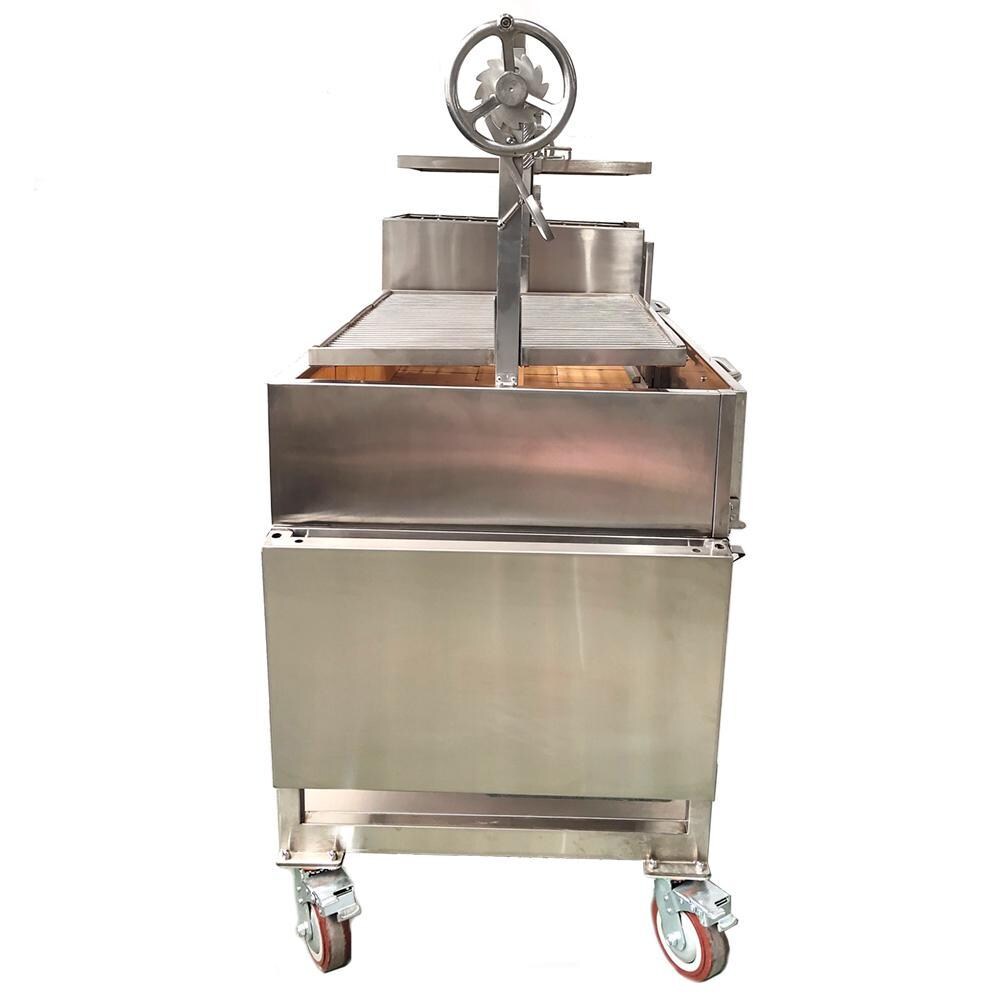 Tagwood BBQ BBQ24SS XL Double Argentine Santa Maria Wood Fire & Charcoal Grill - Side Shelf Folded Down thumbnail