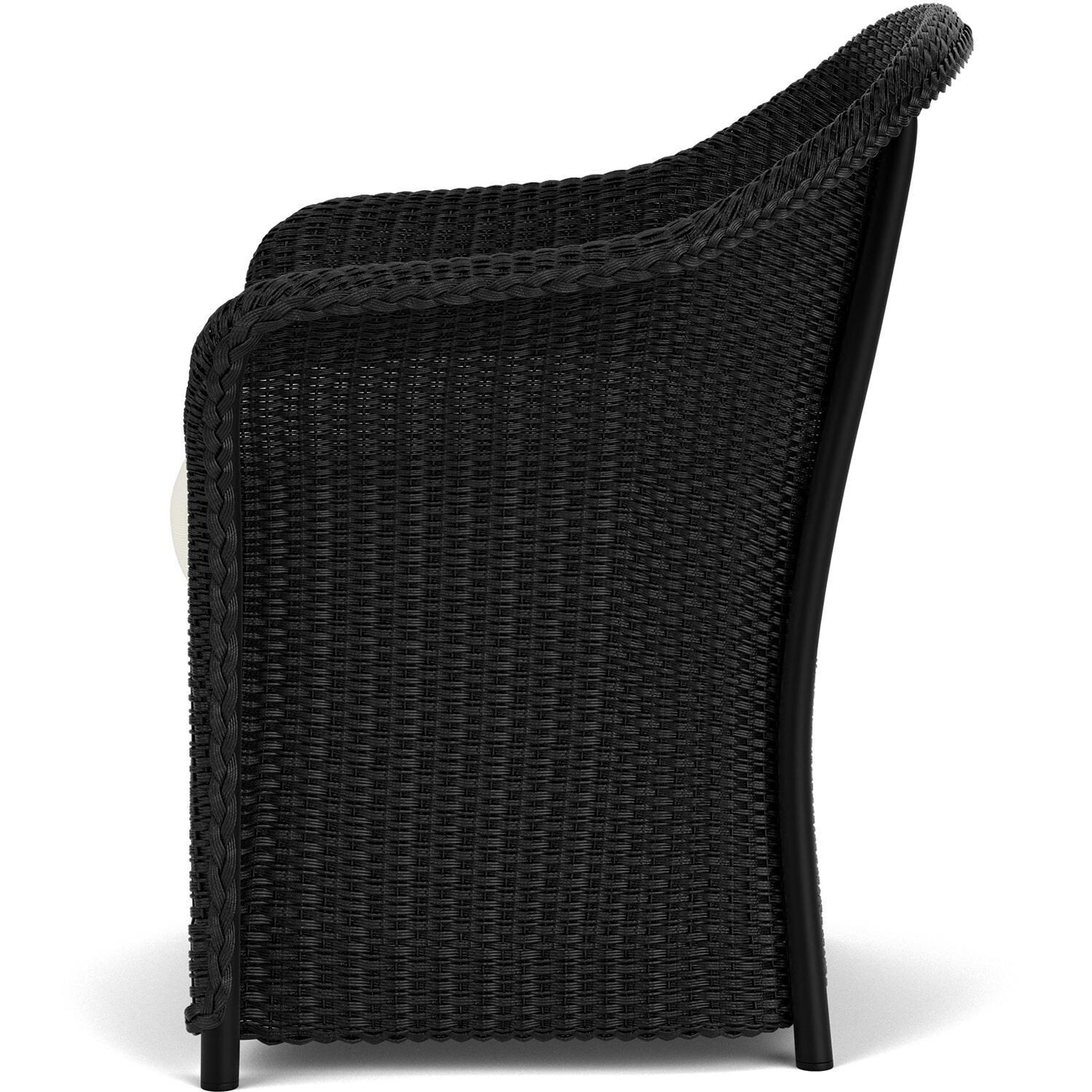 Lloyd Flanders Weekend Retreat Dining Armchair in Ebony Finish W/ Sailcloth Salt Fabric - Side thumbnail