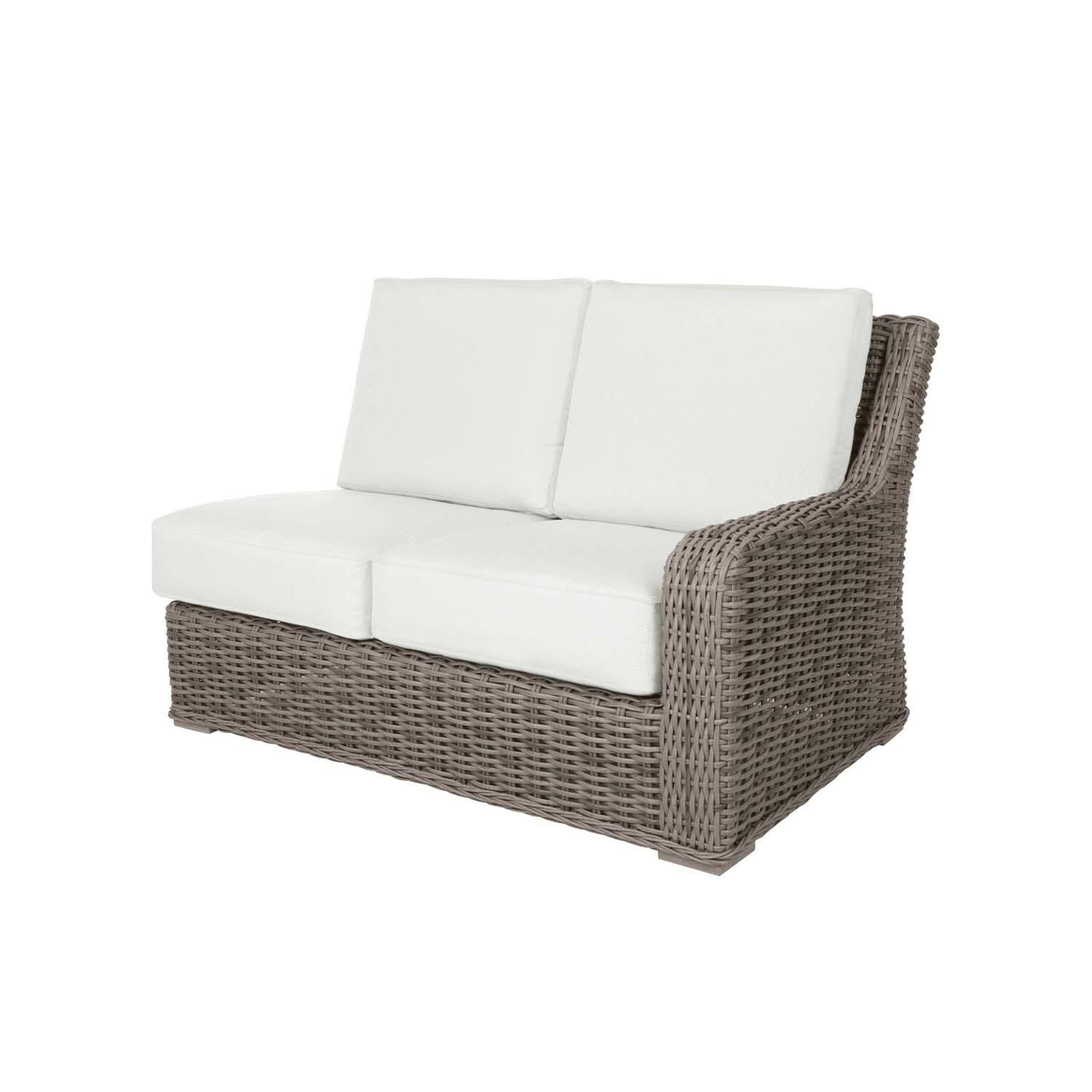 Laurent 2 Person Wicker Left Loveseat in Driftwood w/Adena Celeste Cushions By Ebel - White Background thumbnail