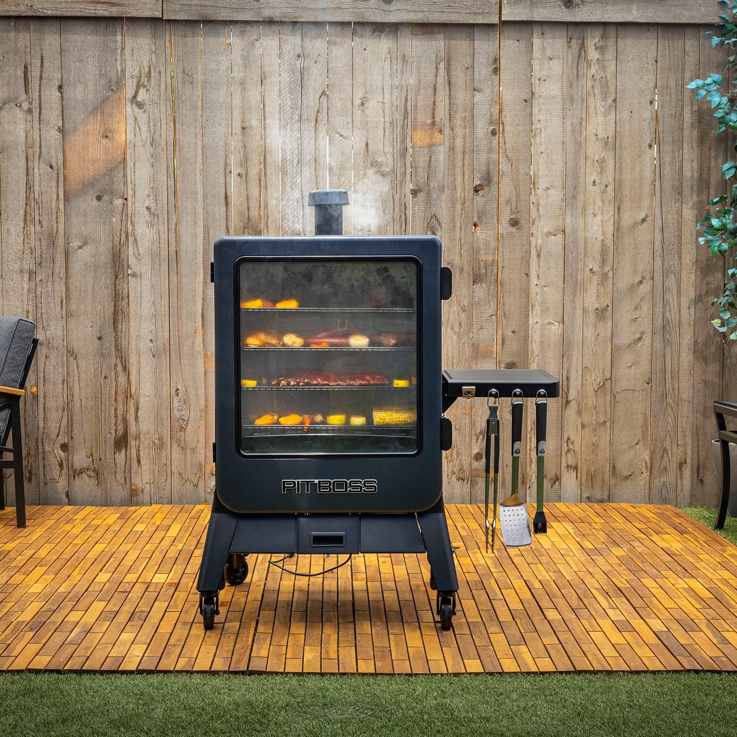Pit Boss 11115 Navigator 6-Series Vertical Pellet Smoker - On Patio - Lifestyle thumbnail