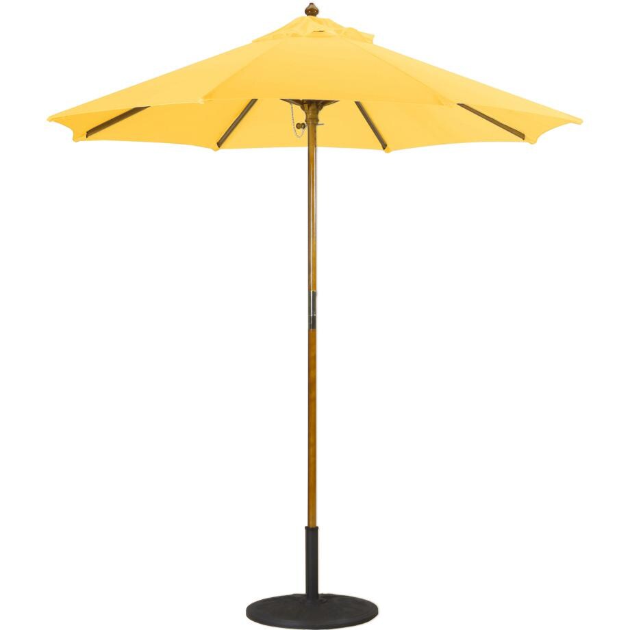 Galtech 7.5 Ft. Octagonal Hardwood Patio Market Umbrella W/ Push Lift - Light Wood W/ Sunbrella Canvas Sunflower Yellow Canopy