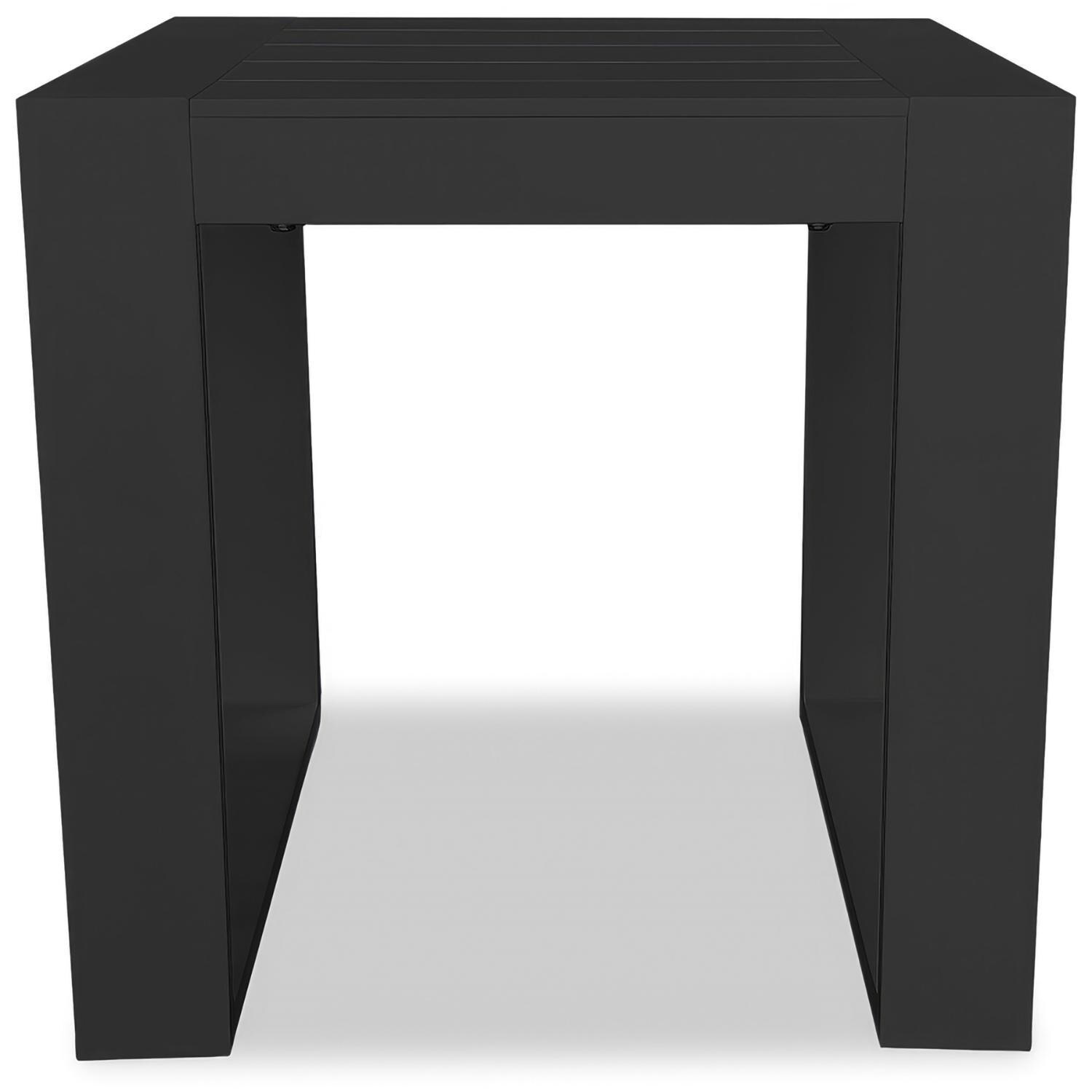 Lakeview MSTYCV-BK-5SS-CC Misty Cove 5 Pc Aluminum Seating Set in Black w/Portal Coffee Table & Canvas Charcoal Cushions by Lakeview Outdoor Designs - Side Table - White Background thumbnail