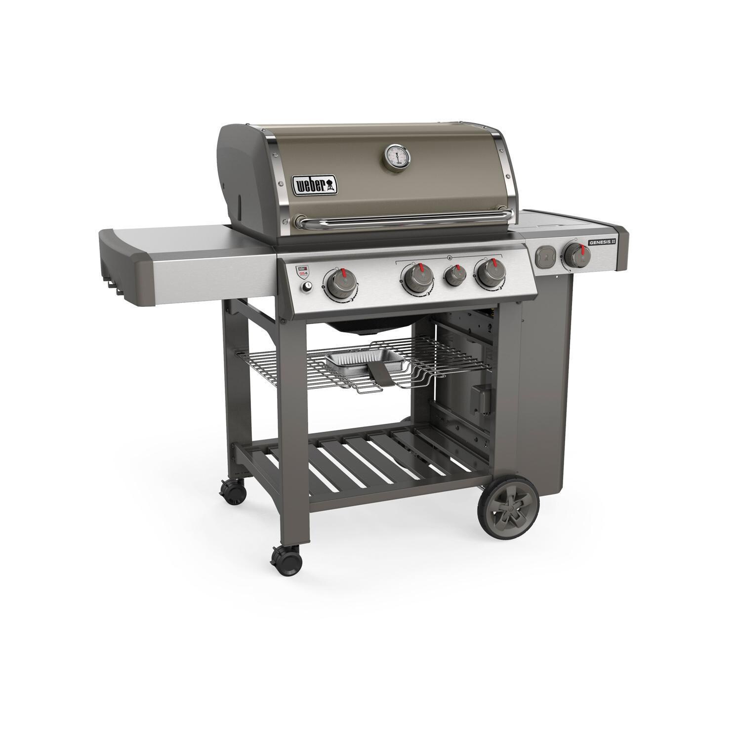 Weber Genesis II 61052001 E-330 Propane Gas Grill - Smoke (2019) - Left-Side Angled View thumbnail