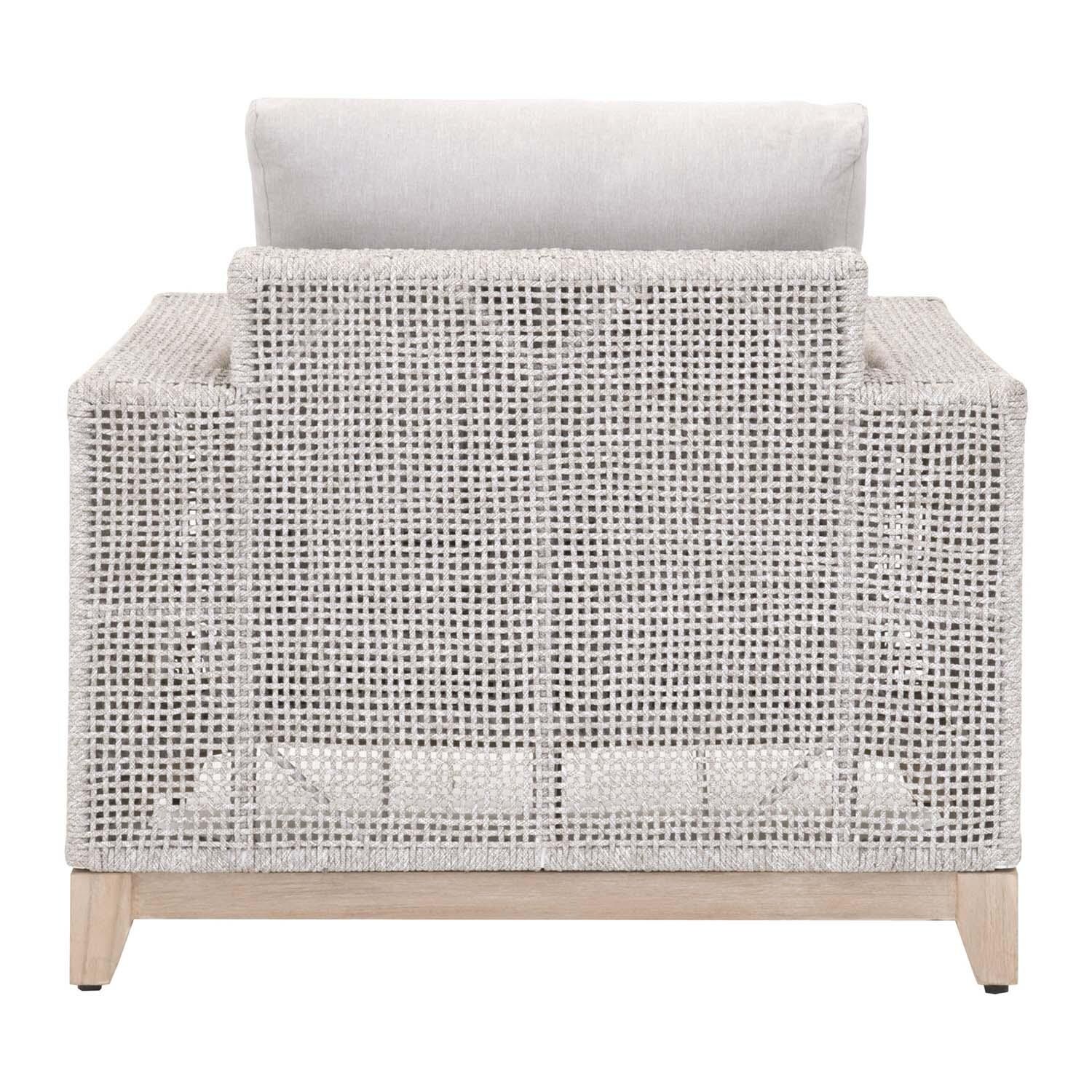 Lakeview Ranch Pointe Woven Rope Sofa Chair in Taupe & White - Back View thumbnail