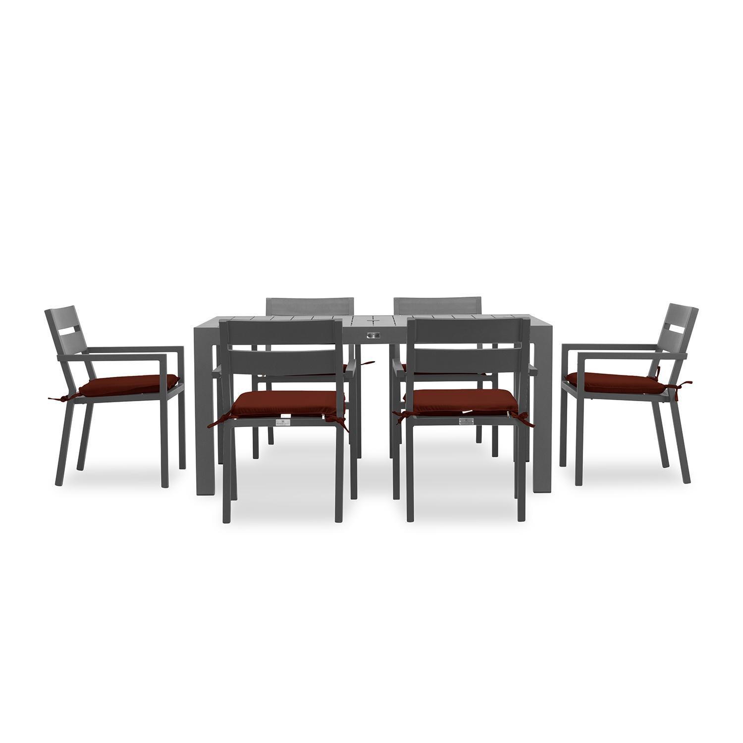 Calm Bay Classic 7 Pc Rectangular Aluminum Dining Set in Slate/Canvas Henna by Lakeview Outdoor Designs