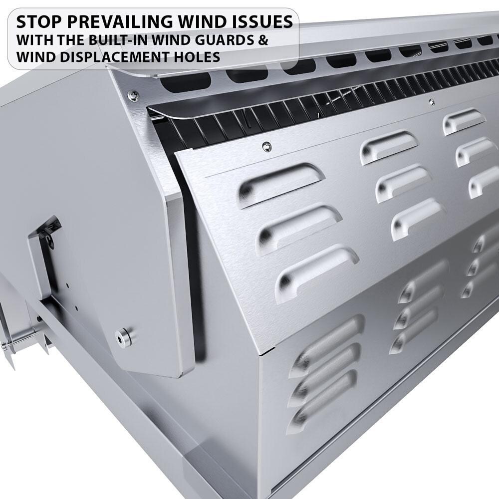 Sunstone Ruby3B-LP Ruby 30-in 3-Burner Built-In Propane Gas Grill - Wind Guard - White Background
