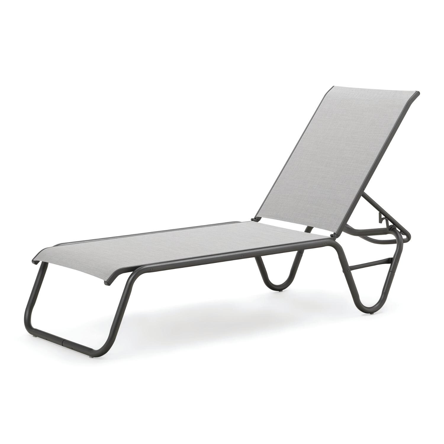 Gardenella Sling Four-Position Lay Flat Stacking Armless Chaise - Textured Graphite/Alloy thumbnail