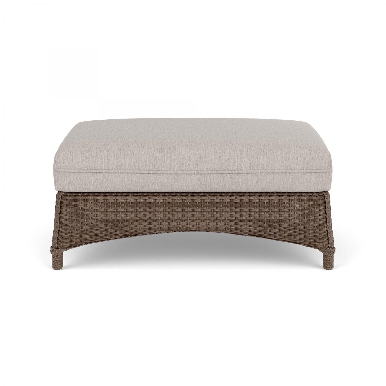 Lloyd Flanders Mandalay Large Ottoman in Bark Finish with Remy Cloud Fabric - Back thumbnail