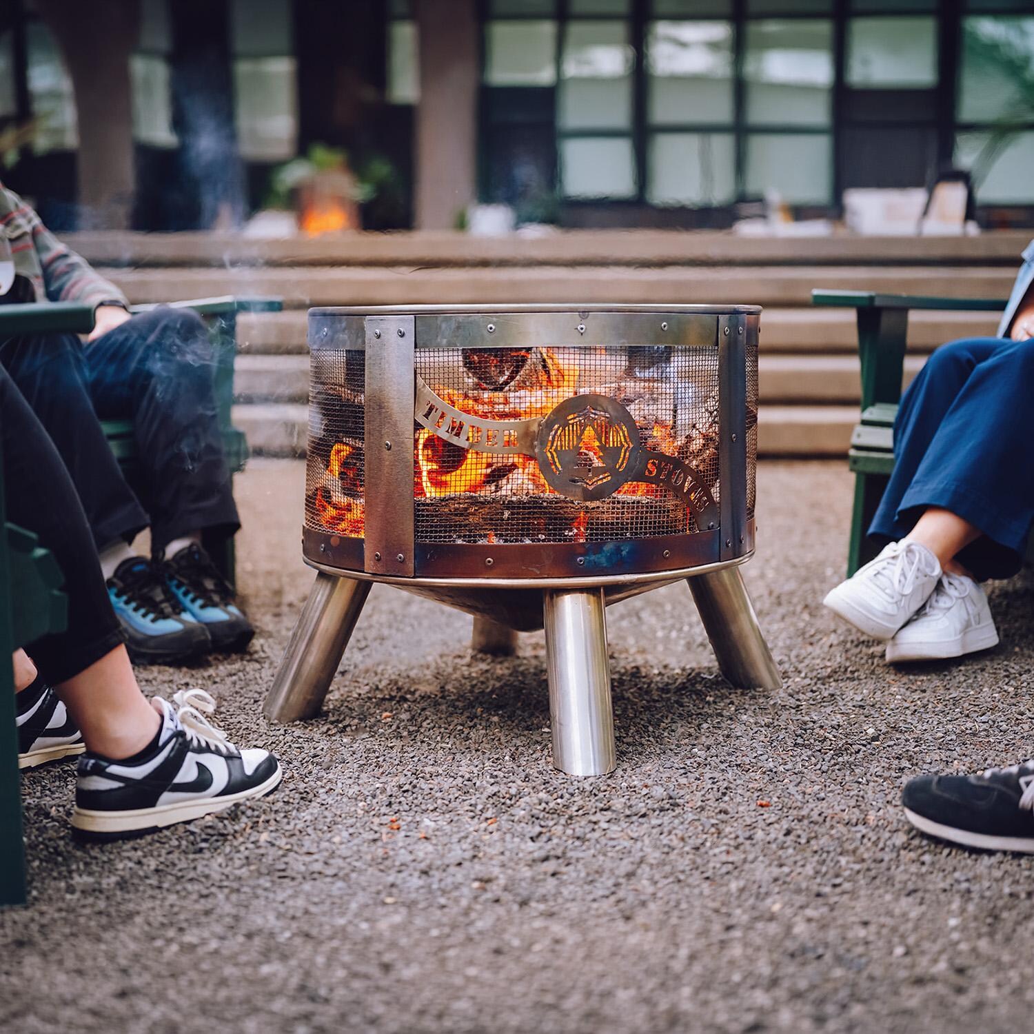 24-in Round Stainless Steel Wood Burning Fire Pit by Timber Stoves