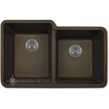 Polaris 32 X 20 Offset Double Bowl Granite Undermount Sink - Mocha image