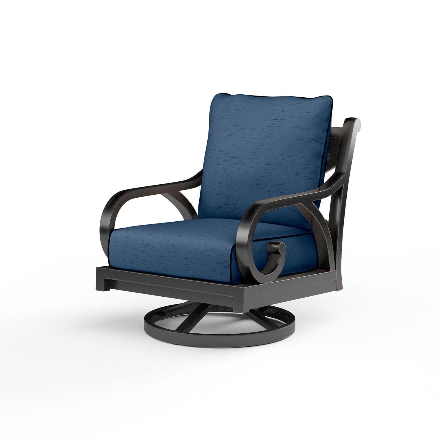 Monterey Aluminum Patio Swivel Rocker in Spectrum Indigo w/ Self Welt By Sunset West - Display - White Background thumbnail