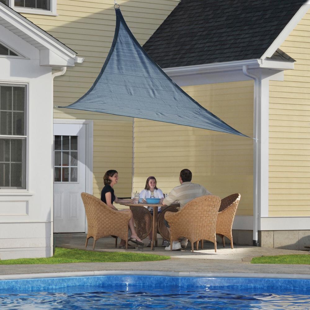 ShadeLogic Sun Shade Sail Heavy Weight 12 Foot Triangle - Sea Blue Patio Cover thumbnail