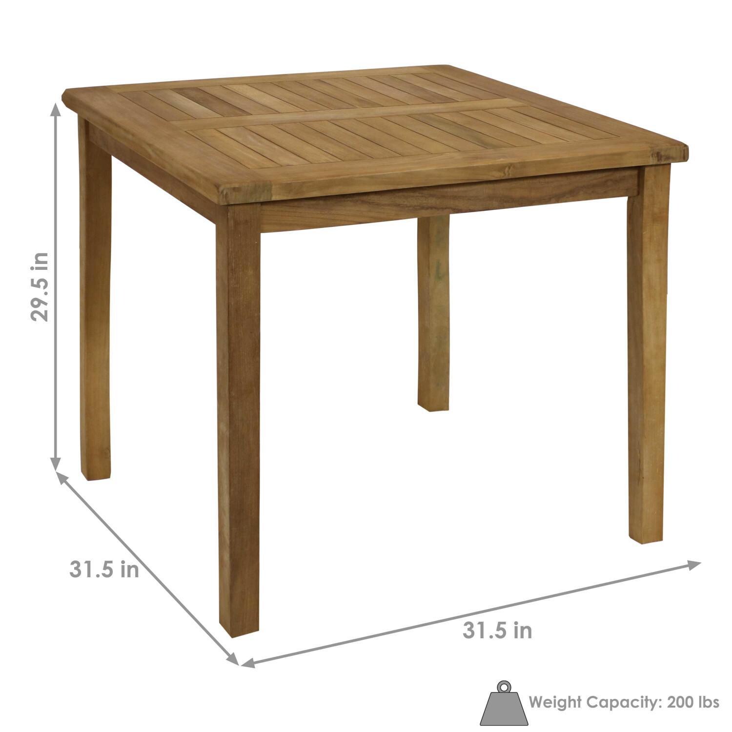 Ultimate Patio 32-Inch Teak Square Outdoor Dining Table - Dimensions thumbnail